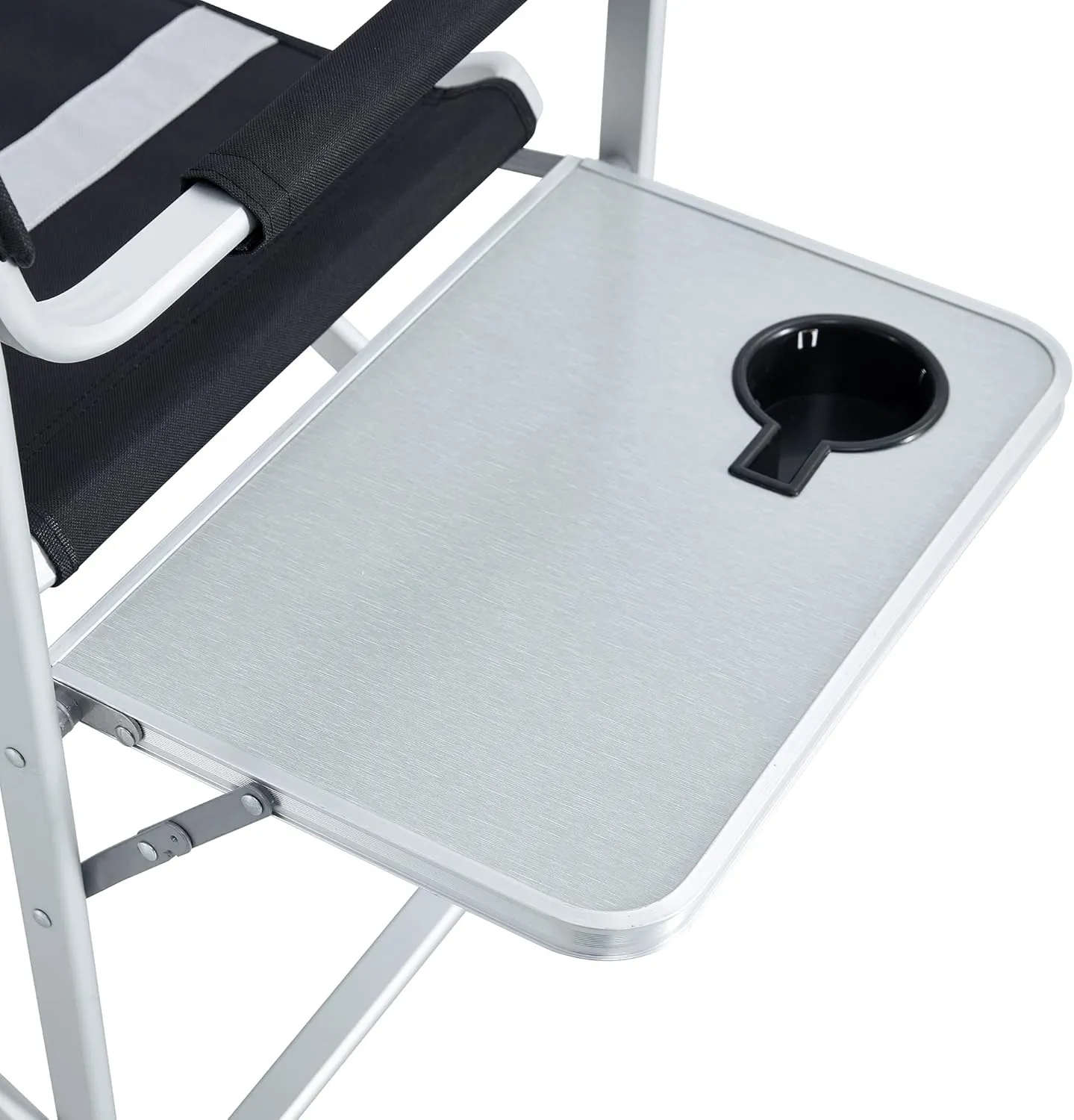 IANIYA Aluminum Camping Chair Lightweight Oversized Folding Camping Chair with Side Table and Storage Pockets (BLACK*2)
