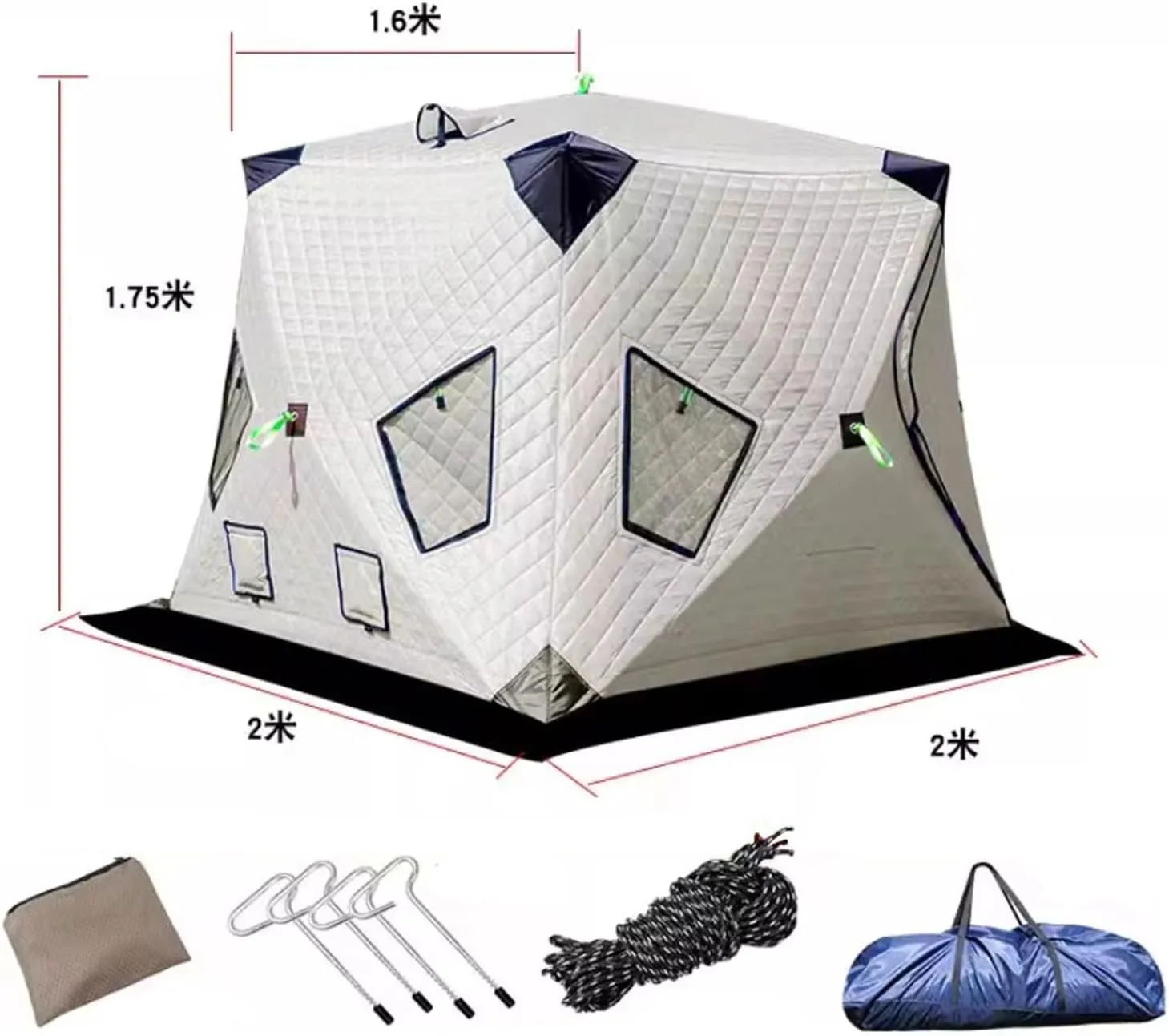 ice Fishing Tent ice Fishing shelter Insulated 2-3 People Quickly Set Up a Warm and Thickened Ice Fishing Tent with Firewood to Warm The Mouth(Color:1)