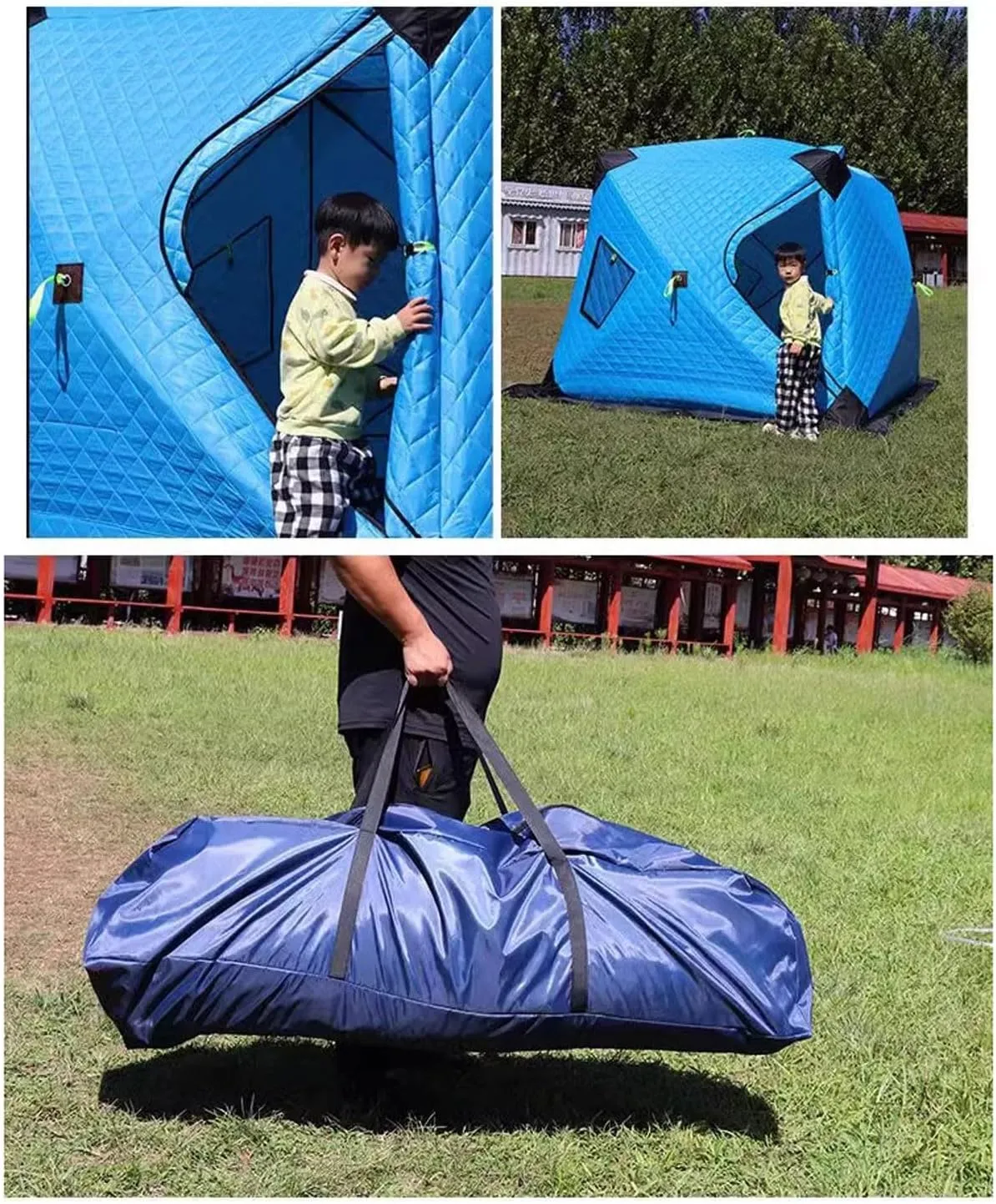 ice Fishing Tent ice Fishing shelter Insulated 2-3 People Quickly Set Up a Warm and Thickened Ice Fishing Tent with Firewood to Warm The Mouth(Color:1)