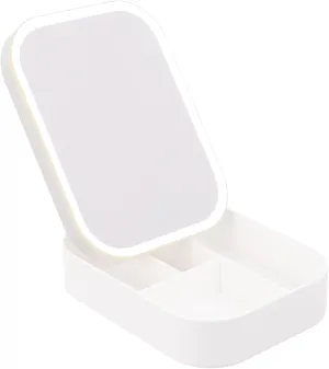 Illuminated Led Makeup Mirror Portable Lighted Cosmetic Organizer Travel-Friendly Design Battery Operated Chic Convenient