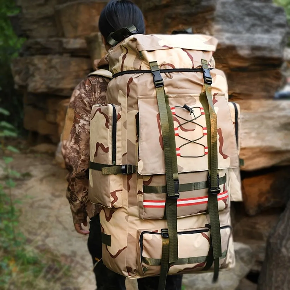 ILOOXI 130L Hiking Backpack Men Women Mountain Camping Backpack Lightweight Daypack Travel Backpacks Waterproof Outdoor Day Pack (Color : Khaki, Size : 130L)