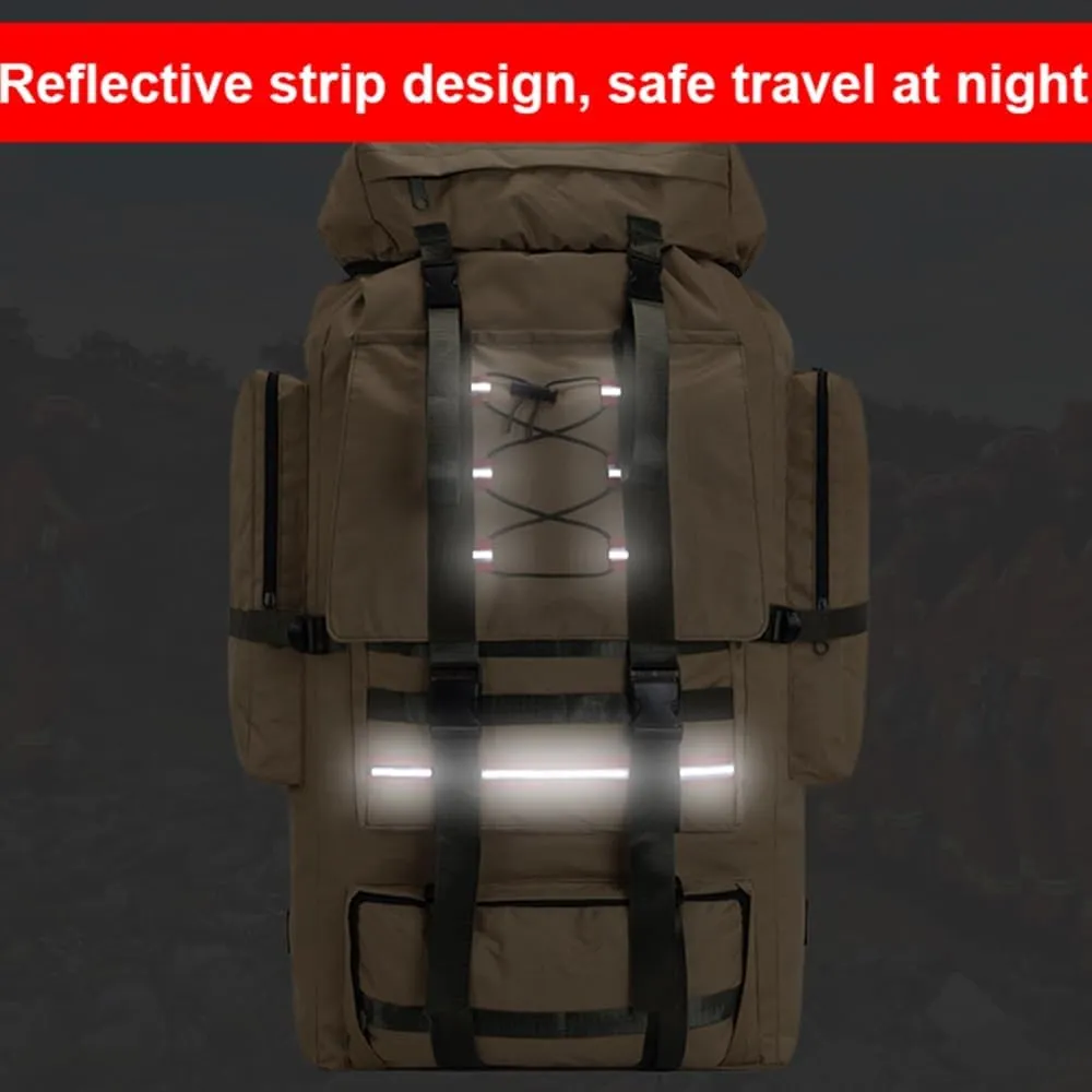 ILOOXI 130L Hiking Backpack Men Women Mountain Camping Backpack Lightweight Daypack Travel Backpacks Waterproof Outdoor Day Pack (Color : Khaki, Size : 130L)