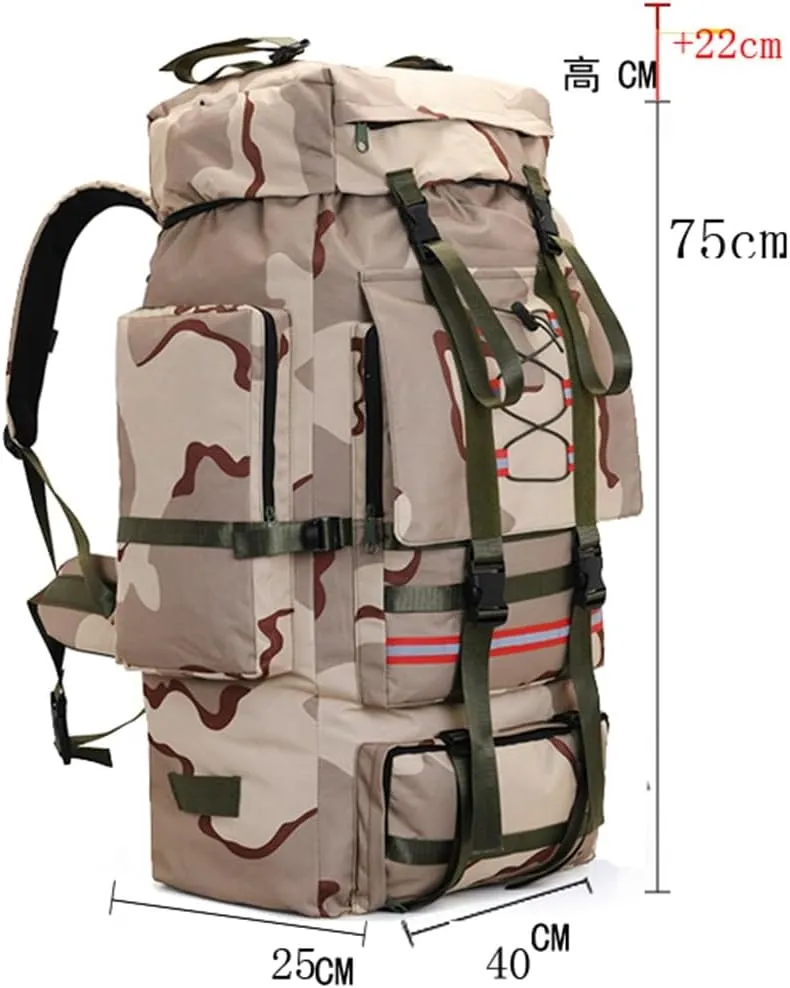 ILOOXI 130L Hiking Backpack Men Women Mountain Camping Backpack Lightweight Daypack Travel Backpacks Waterproof Outdoor Day Pack (Color : Khaki, Size : 130L)