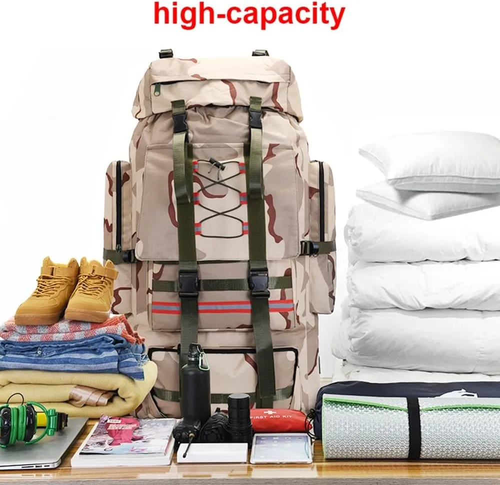 ILOOXI 130L Hiking Backpack Men Women Mountain Camping Backpack Lightweight Daypack Travel Backpacks Waterproof Outdoor Day Pack (Color : Khaki, Size : 130L)