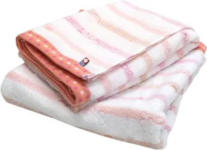 Imabari Towel, 2 Piece Bath Towel Set, Japanese Towels, Jacquard Hand Towel, 100% Cotton, Quick-Drying, Lightweight, Featuring Striped and Floral Design, Size: 23.6x47.2 inches, Pink