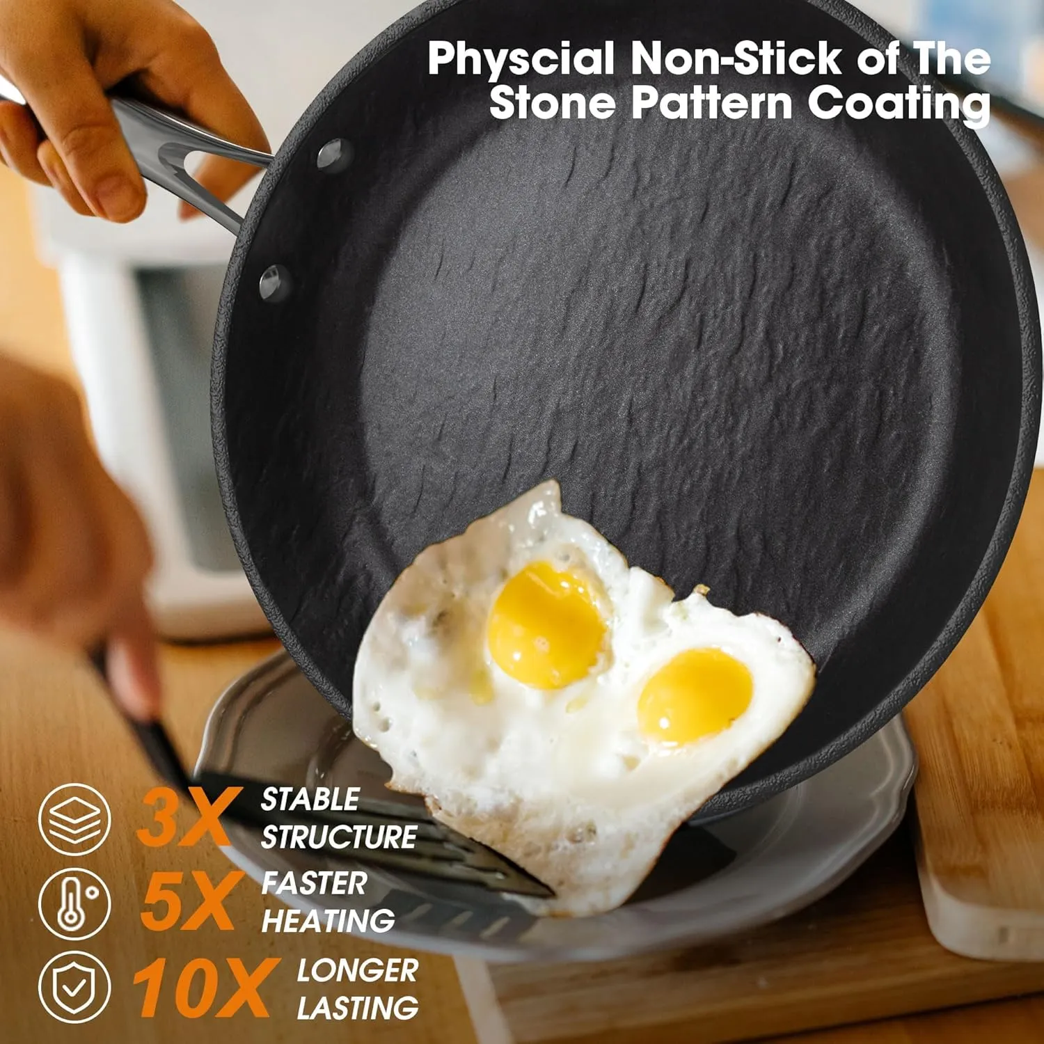 imarku Non Stick Frying Pans - 8&10&12 inch Nonstick Frying Pan Set with Cool Stainless Steel Handle,Disherwasher Safe skillets,Professional Frying Pans Set, Best Gifts