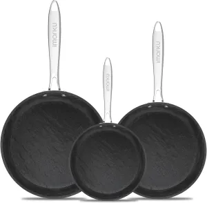 imarku Non Stick Frying Pans - 8&10&12 inch Nonstick Frying Pan Set with Cool Stainless Steel Handle,Disherwasher Safe skillets,Professional Frying Pans Set, Best Gifts