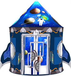 ImpiriLux Play Tent for Kids with Cape and Mask Costume Set | Rocket Themed Children's Pop Up Playhouse Fort for Boys and Girls