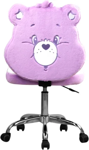 Impressions Vanity Care Bears Share Bear Swivel Vanity Chair for Bedroom, Armless Makeup Desk Chair with Wheels, Adjustable Height, Soft Teddy Fur Fabric and Comfy Foam Padded Seat