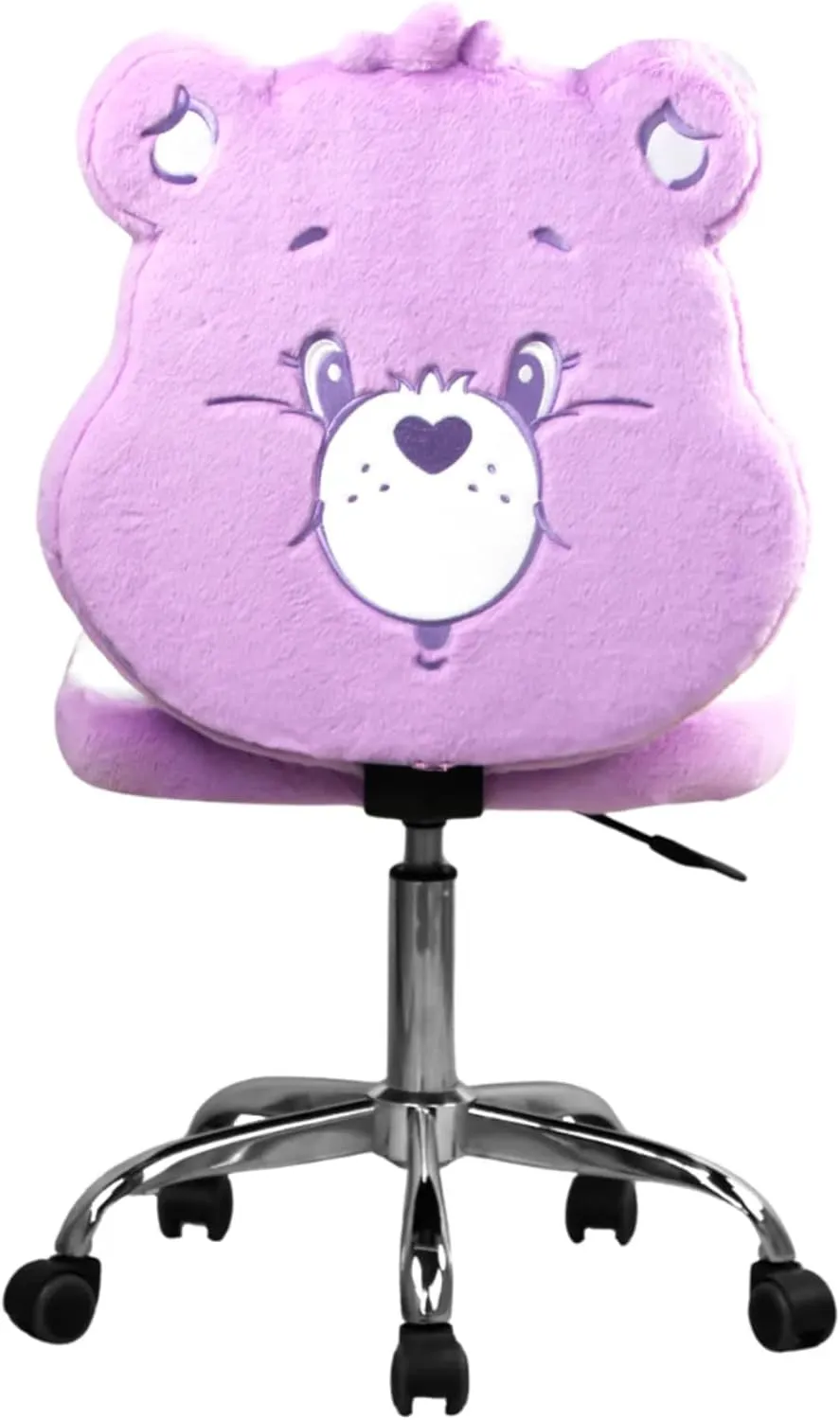 Impressions Vanity Care Bears Share Bear Swivel Vanity Chair for Bedroom, Armless Makeup Desk Chair with Wheels, Adjustable Height, Soft Teddy Fur Fabric and Comfy Foam Padded Seat