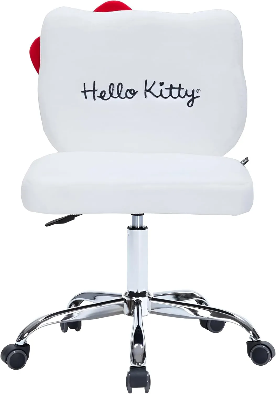 Impressions Vanity Hello Kitty Teddy Swivel Vanity Chair for Makeup Desk, Armless Rolling Chair with Wheels, Adjustable Height, 360 Degree Swing, Comfy Foam Padded Seat and Backrest (Teddy White)