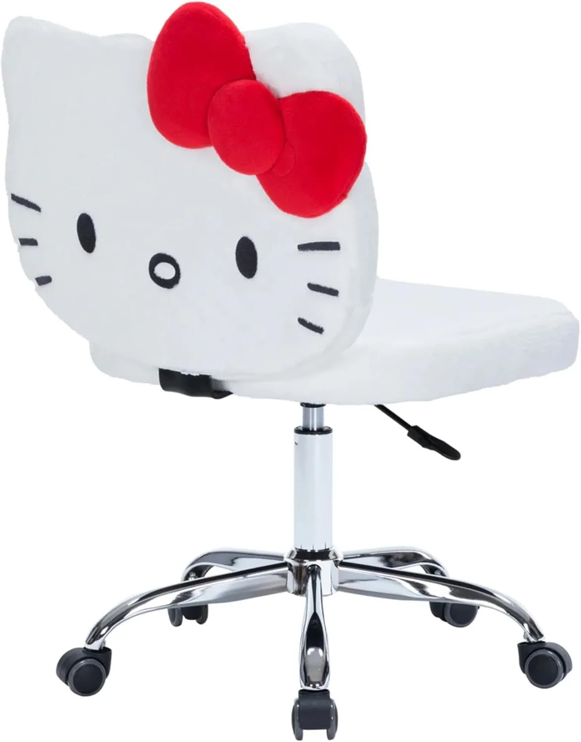 Impressions Vanity Hello Kitty Teddy Swivel Vanity Chair for Makeup Desk, Armless Rolling Chair with Wheels, Adjustable Height, 360 Degree Swing, Comfy Foam Padded Seat and Backrest (Teddy White)