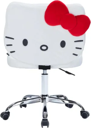 Impressions Vanity Hello Kitty Teddy Swivel Vanity Chair for Makeup Desk, Armless Rolling Chair with Wheels, Adjustable Height, 360 Degree Swing, Comfy Foam Padded Seat and Backrest (Teddy White)