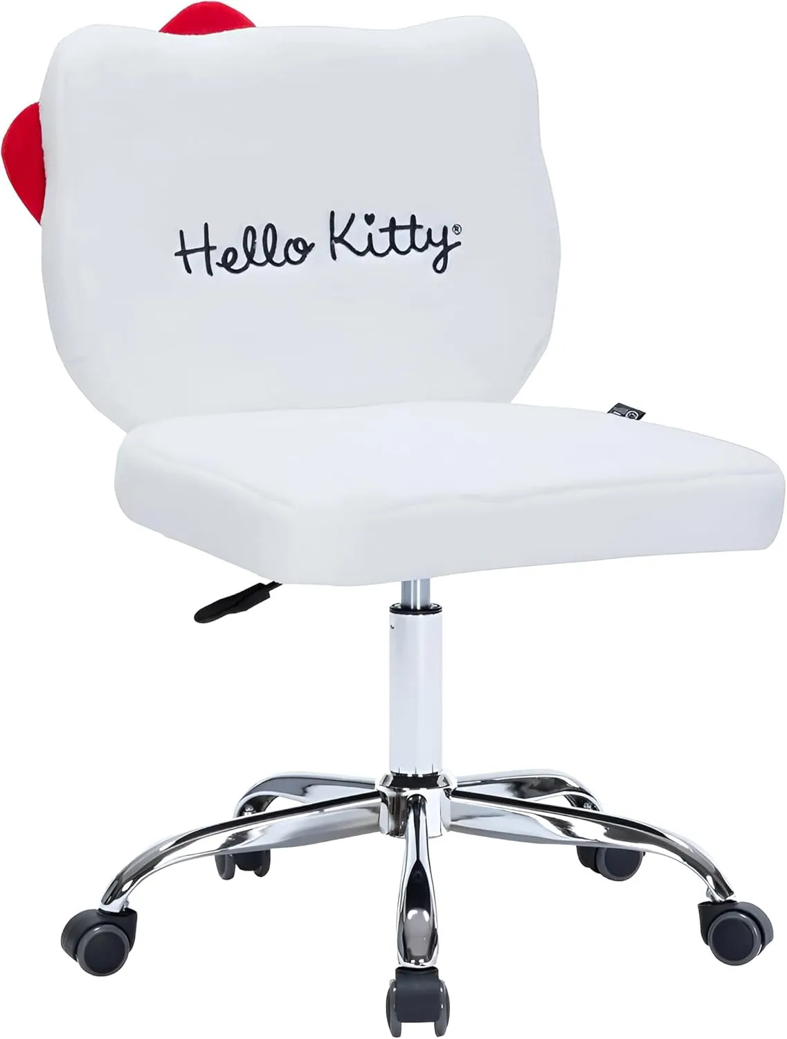 Impressions Vanity Hello Kitty Teddy Swivel Vanity Chair for Makeup Desk, Armless Rolling Chair with Wheels, Adjustable Height, 360 Degree Swing, Comfy Foam Padded Seat and Backrest (Teddy White)