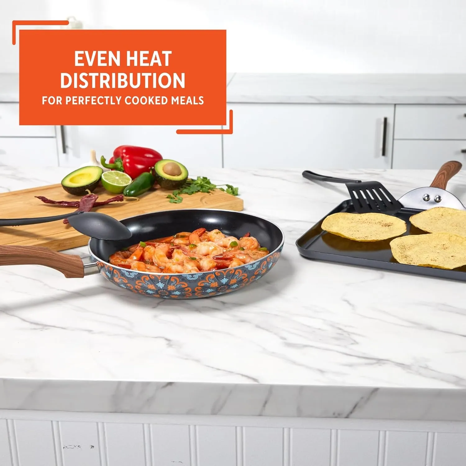 IMUSA Nonstick Ceramic Cookware Set 4-Piece 10.5in/10in, with Soft-Touch Handles, Aluminum, Black