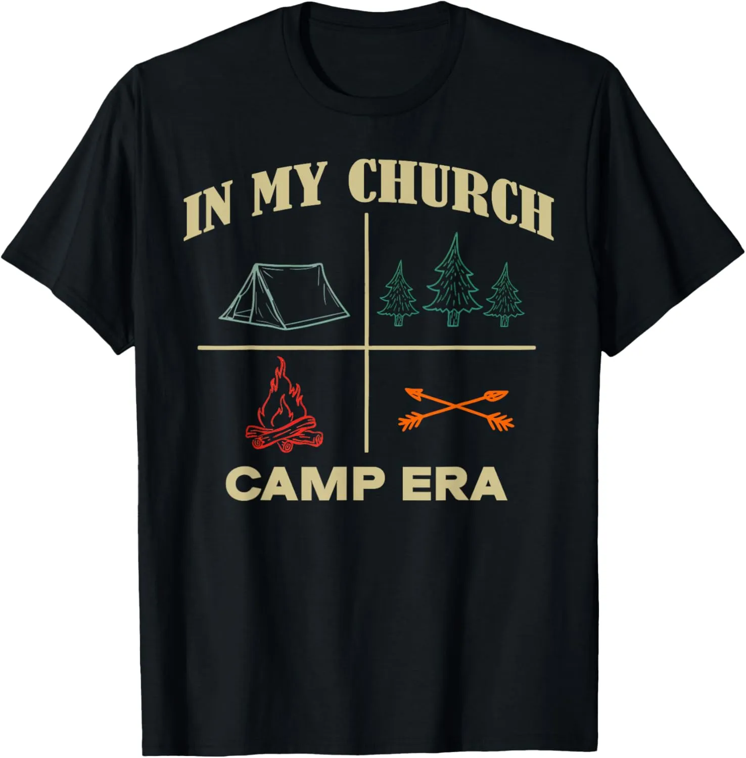 In My Church Camp Era Funny Christian Summer Camping Retro T-Shirt
