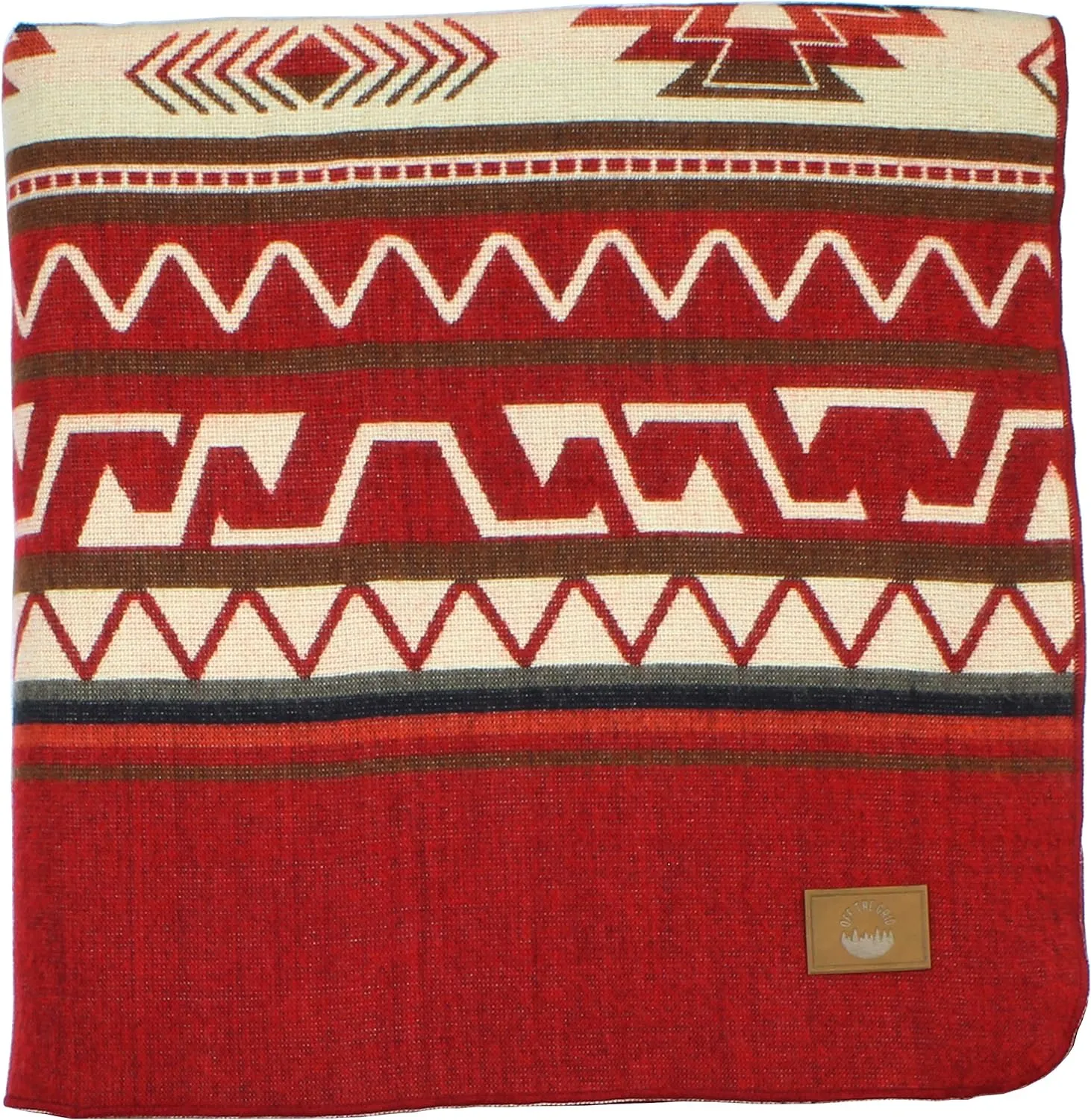 Inca Aztec Throw, Queen, King Blanket | Southwest Indian Navajo Boho Style | Native Cover for Camping, Bedding, Couch, Vanlife | Faux Alpaca, Lightweight, Hypoallergenic (Inti Red, Throw)