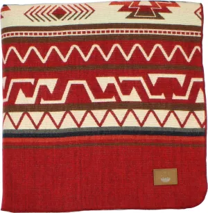 Inca Aztec Throw, Queen, King Blanket | Southwest Indian Navajo Boho Style | Native Cover for Camping, Bedding, Couch, Vanlife | Faux Alpaca, Lightweight, Hypoallergenic (Inti Red, Throw)