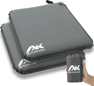 Inflatable Seat Cushion for Airplane Travel Camping Hiking, Comfortable Memory Foam Seat Cushion for Stadium Seat Bleacher, Sports Music Events, Car Truck Driver (2, DarkGreen W/Anti-Slip)