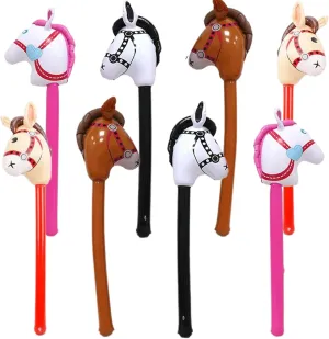 Inflatable Stick Horse 8Pcs Colorful Soft & Anti-Leak PVC Horse Balloon with Edge Sealing Design Baby Toys Balloon Stick for Themed Birthday Party SuppliesInflatable
