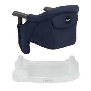 Inglesina Fast Table Chair - Navy   Fast Dining Tray - Portable Baby High Chair - for Babies & Toddlers up to 37 lbs - Fits Tables 0.8'' to 3.5'' Thick - Compact & Easy to Use - Travel Bag Included