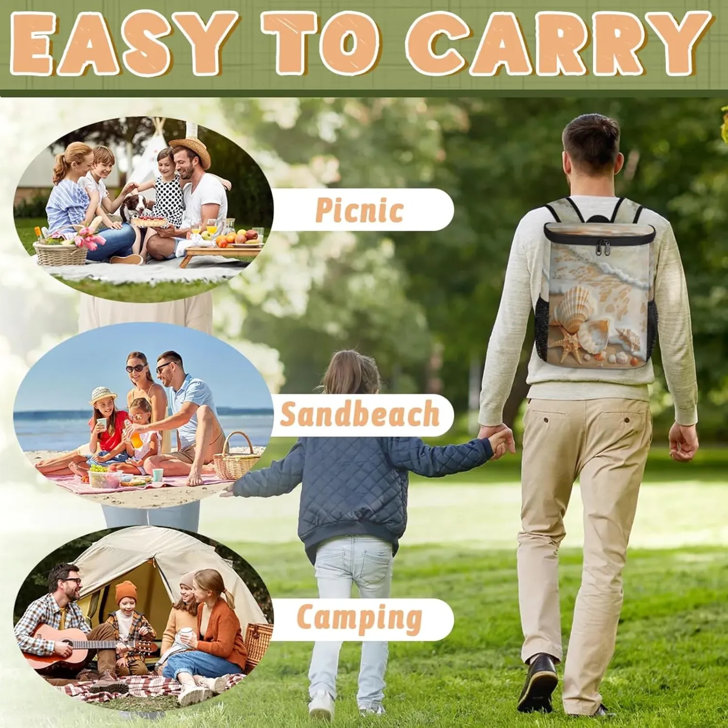 Insulated Cooler Backpack 30 Cans, Leak Proof Cooler Bag, Backpack Coolers for Picnic Hiking Camping Beach