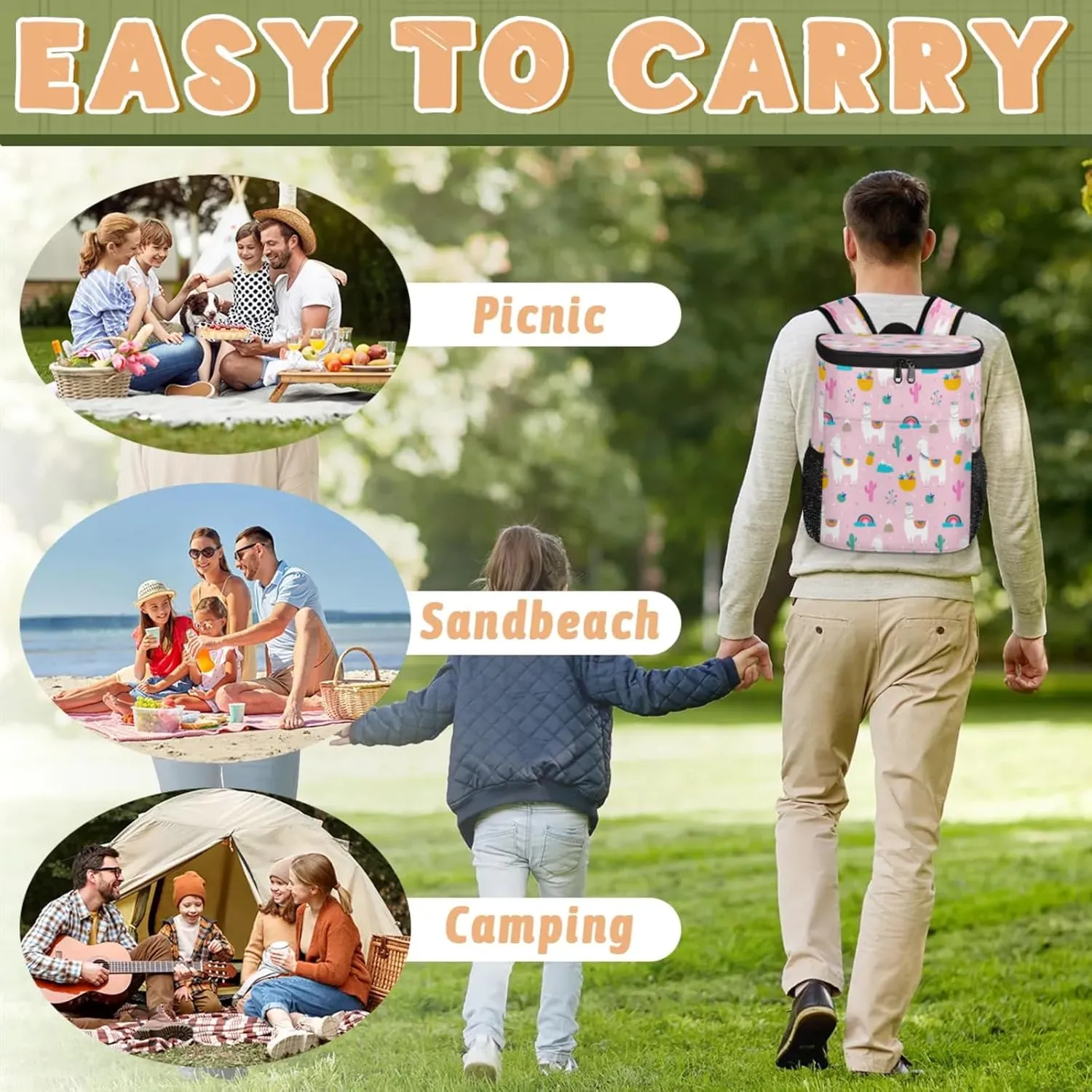 Insulated Cooler Backpack 30 Cans, Leak Proof Cooler Bag, Backpack Coolers for Picnic Hiking Camping Beach