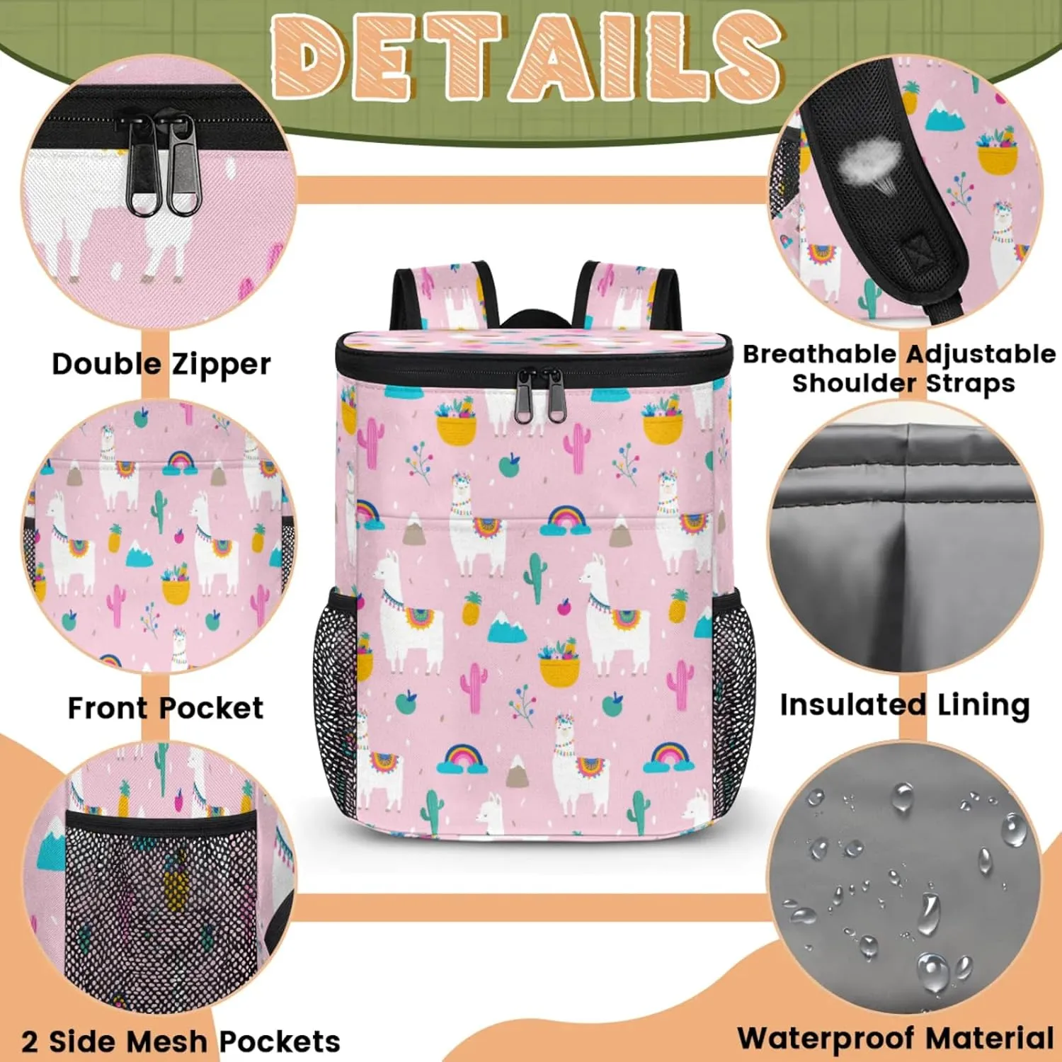 Insulated Cooler Backpack 30 Cans, Leak Proof Cooler Bag, Backpack Coolers for Picnic Hiking Camping Beach