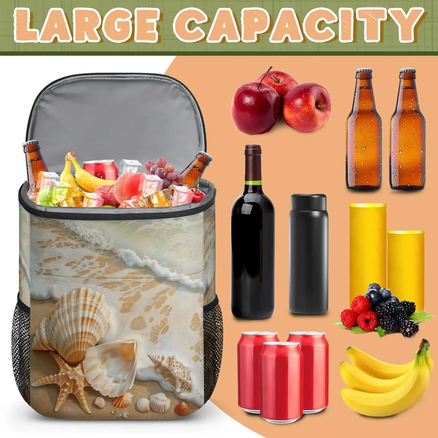 Insulated Cooler Backpack 30 Cans, Leak Proof Cooler Bag, Backpack Coolers for Picnic Hiking Camping Beach