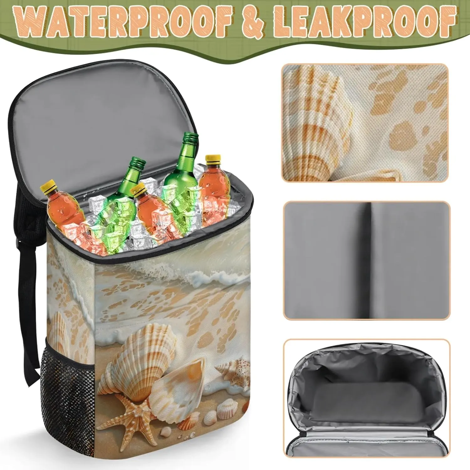 Insulated Cooler Backpack 30 Cans, Leak Proof Cooler Bag, Backpack Coolers for Picnic Hiking Camping Beach