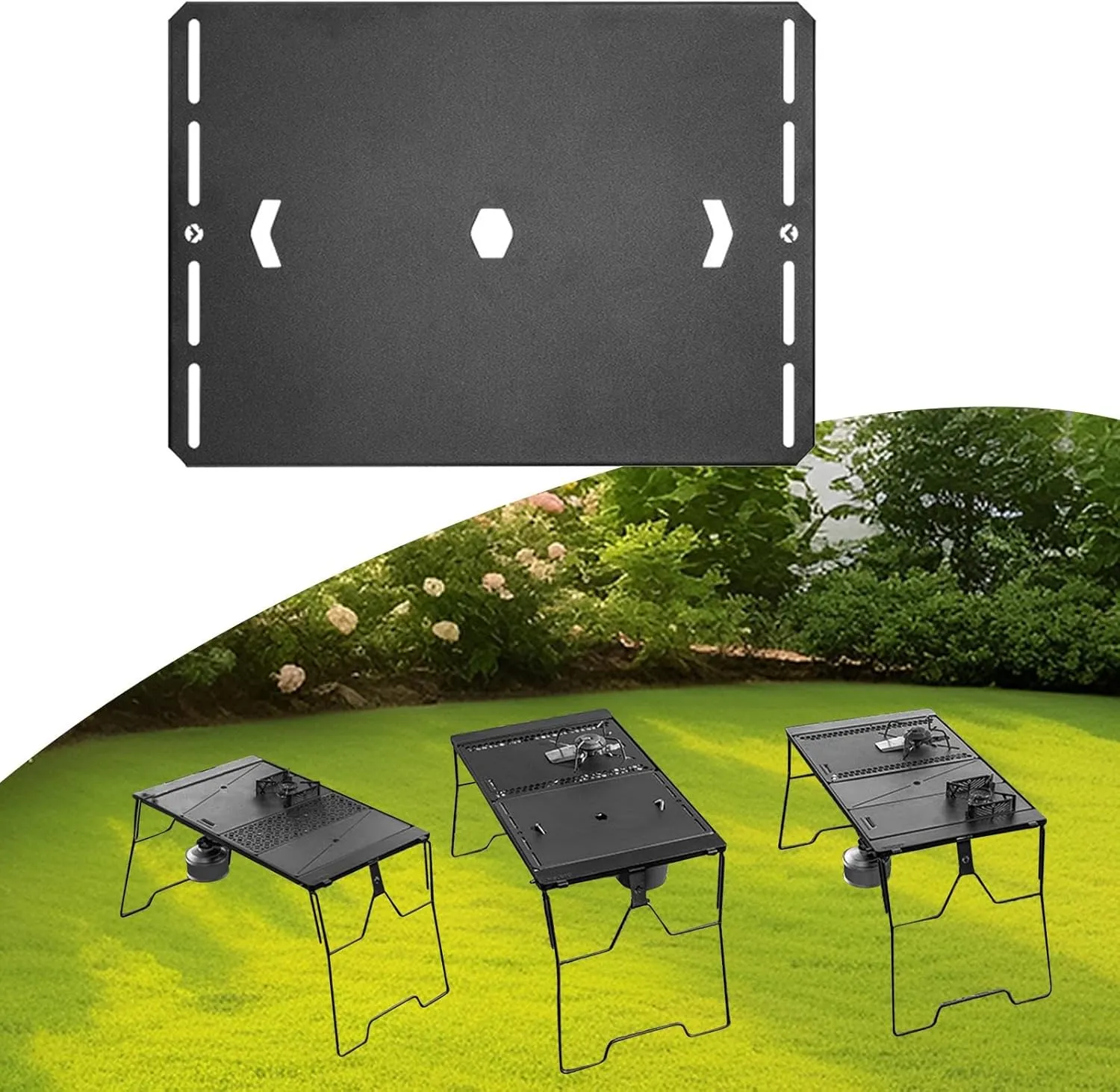 Iron Grilling Table Top Board Connecting Board Camping Gear Easy to Install Lightweight Versatile Use Sturdy Camping Table Plate, Style H