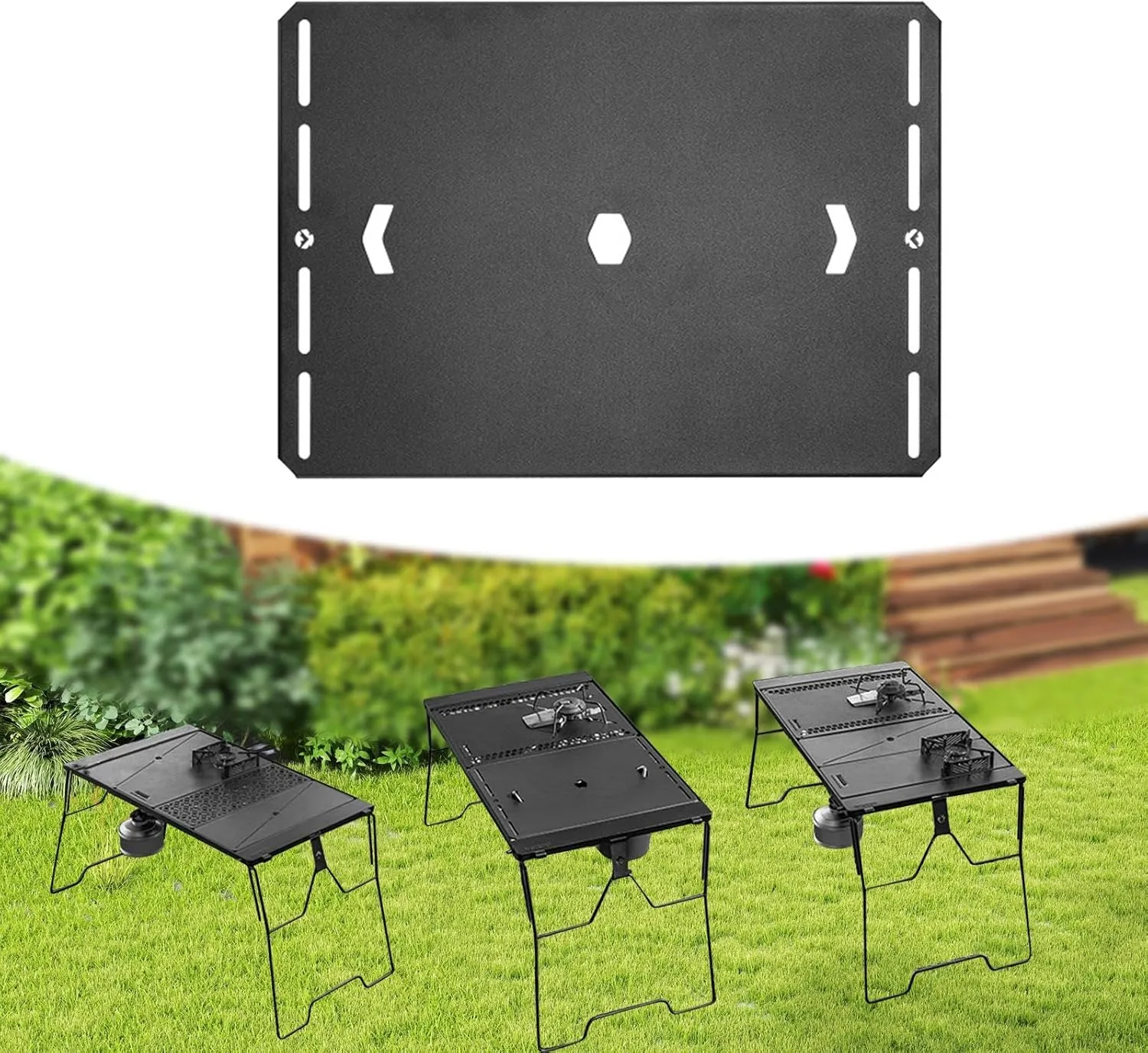 Iron Grilling Table Top Board Connecting Board Camping Gear Easy to Install Lightweight Versatile Use Sturdy Camping Table Plate, Style H