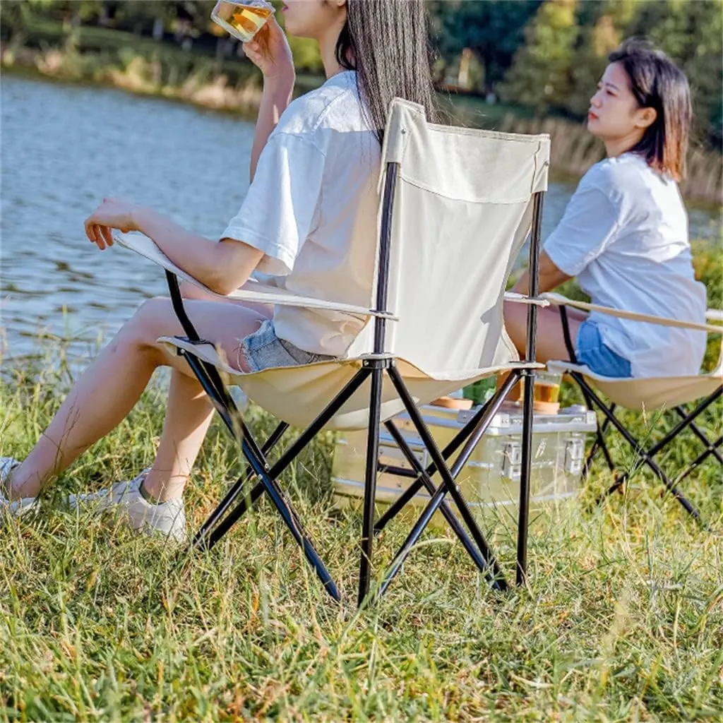 IRYZE Outdoor Chair Folding Camping Chair Outdoor Folding Chair with Armrests Ultra Light Portable Camping Chair Back Recliner Leisure Chair Fishing Stool Camping Chair Foldable Chair