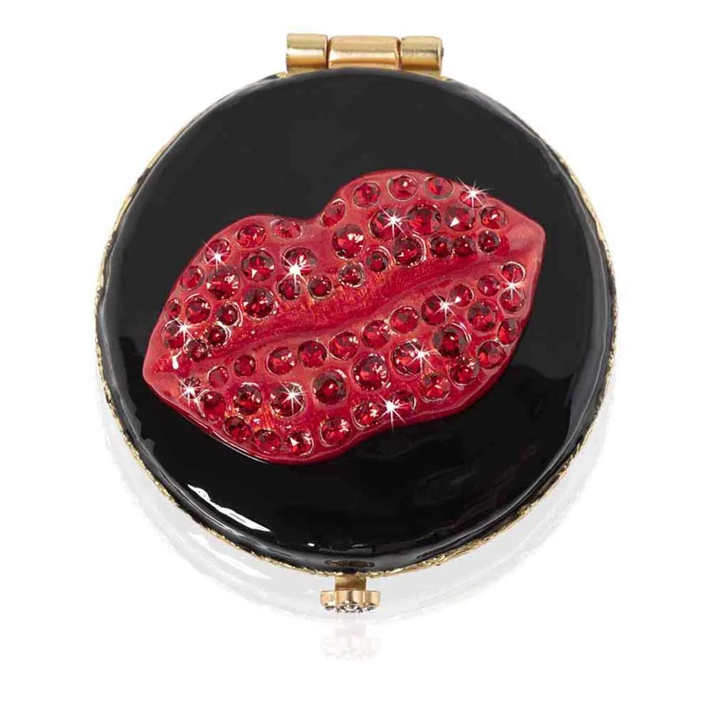 Jay Strongwater Pop Life Monroe Lip"Kiss" Compact make up mirror with swarovski crystals