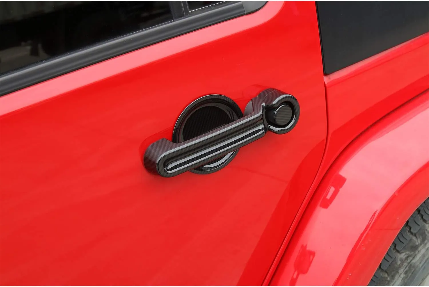 JeCar Door Handle Cover & Tailgate Handle Cover ABS Exterior Trim Kits for 2007-2018 Jeep Wrangler JK JKU/ 2008-2012 Jeep Liberty / 2007-2011 Dodge Nitro, Carbon Fiber Texture