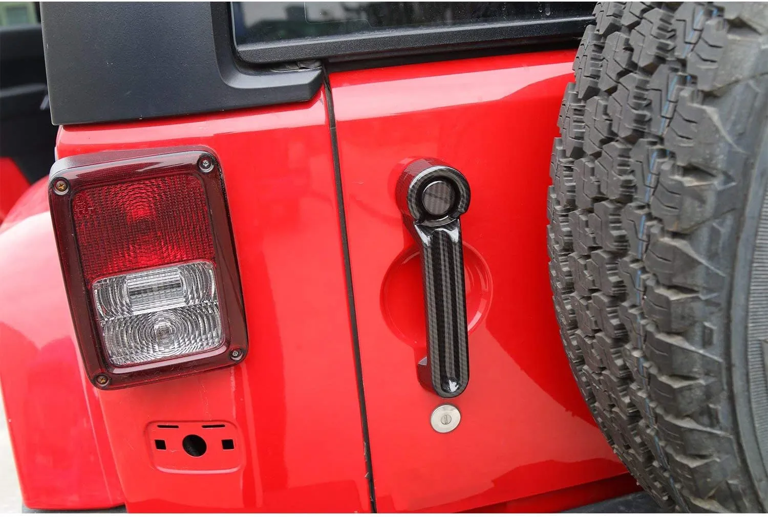 JeCar Door Handle Cover & Tailgate Handle Cover ABS Exterior Trim Kits for 2007-2018 Jeep Wrangler JK JKU/ 2008-2012 Jeep Liberty / 2007-2011 Dodge Nitro, Carbon Fiber Texture