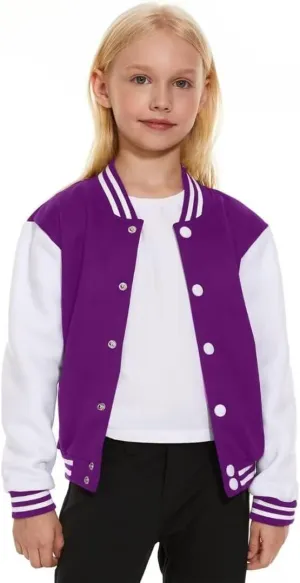 Jeecoin Kids Baseball Jackets Boys Girls Varsity Bomber Jacket Casual Lightweight Sports School Jacket