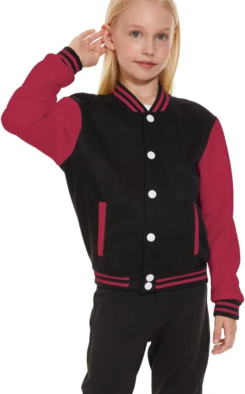 Jeecoin Kids Baseball Jackets Boys Girls Varsity Bomber Jacket Casual Lightweight Sports School Jacket