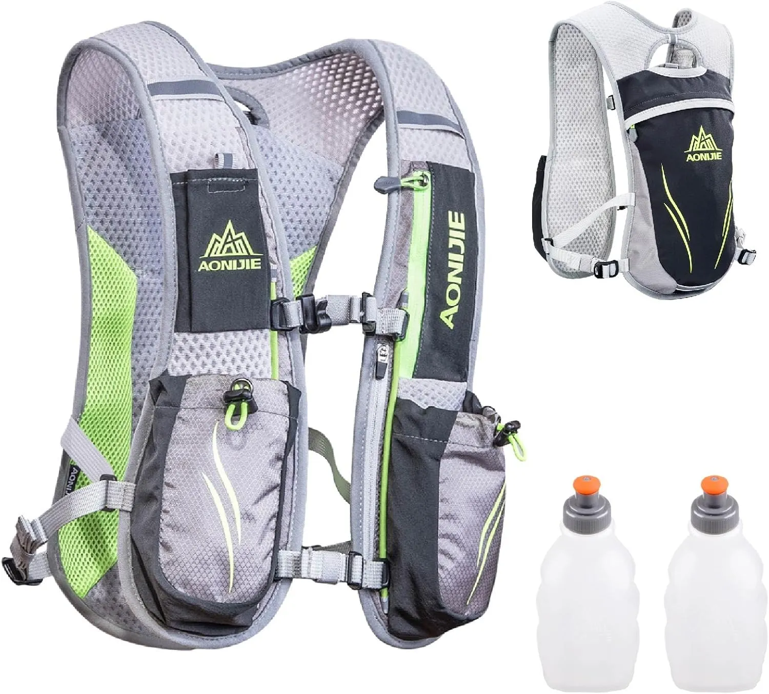 JEELAD Running Hydration Vest Trail Running Backpack BPA-Free Leak-Proof Running Water Bottles for Marathon Biking Hiking Cycling Outdoor