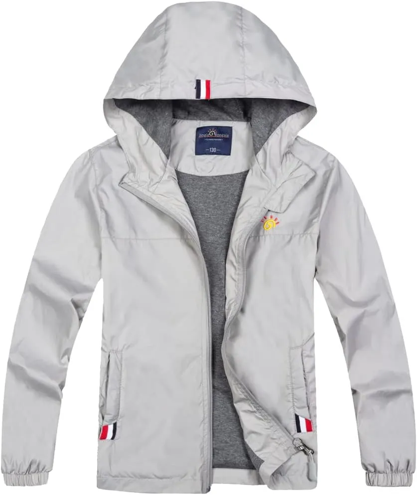 Jingle Bongala Boys Girls Lightweight Breathable Raincoat Waterproof Hooded Rain Jacket Windbreaker Easy to Fold