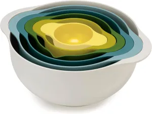 Joseph Joseph Duo 6-Piece Compact Food Preparation Set with Mixing Bowls, Measuring Cups and Colander, Multicolour
