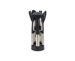 Joseph Joseph Elevate Fusion Silicone Set With Stand - 5 Piece (Set Includes Solid Turner, Ladle, Slotted Spoon, Precision Tongs, Large Tongs)
