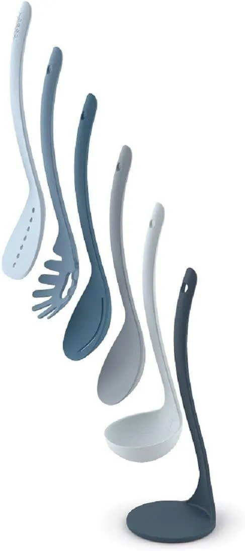 Joseph Joseph Nest Utensils Compact Stacking Kitchen Tool Set with Magnetic Storage Stand Nylon, 5-piece, Editions- Sky,Blue