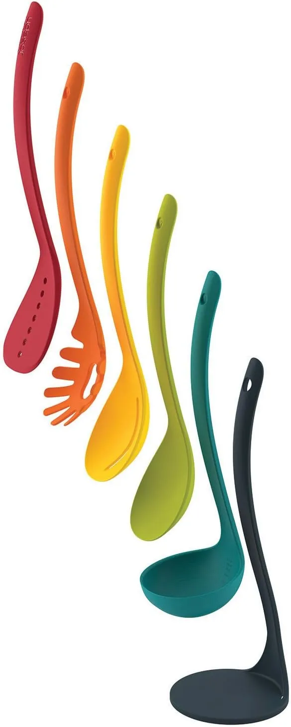 Joseph Joseph Nest Utensils Compact Stacking Kitchen Tool Set with Magnetic Storage Stand Nylon, 5-piece, Multicolored