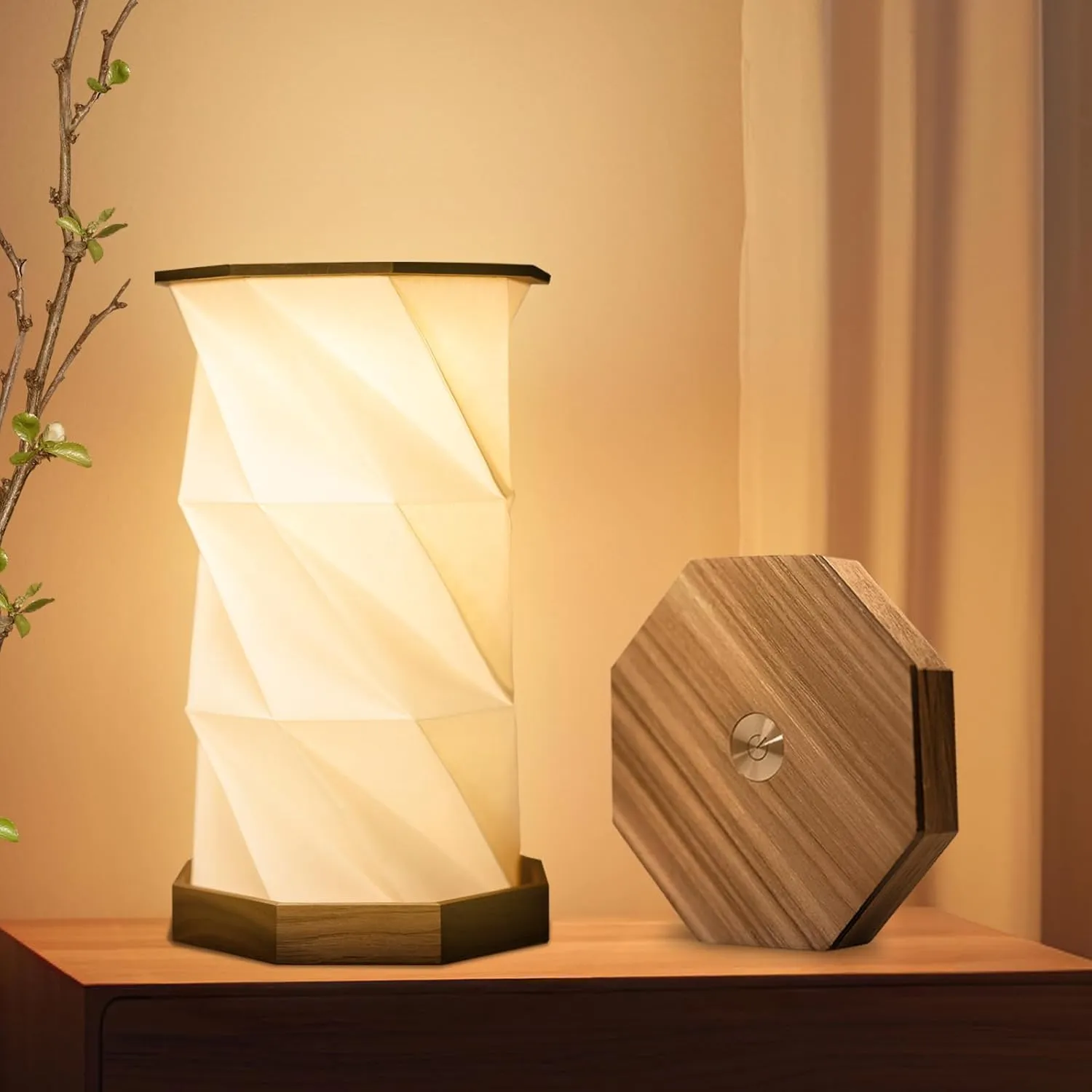 JTT Rechargeable Portable Table Lamp Small Cordless Desk Lamp LED Stepless Dimmable Night Lights Bedside Foldable Paper Lamp for Home Office Bedroom Living Room Travel Camping DIY Painting