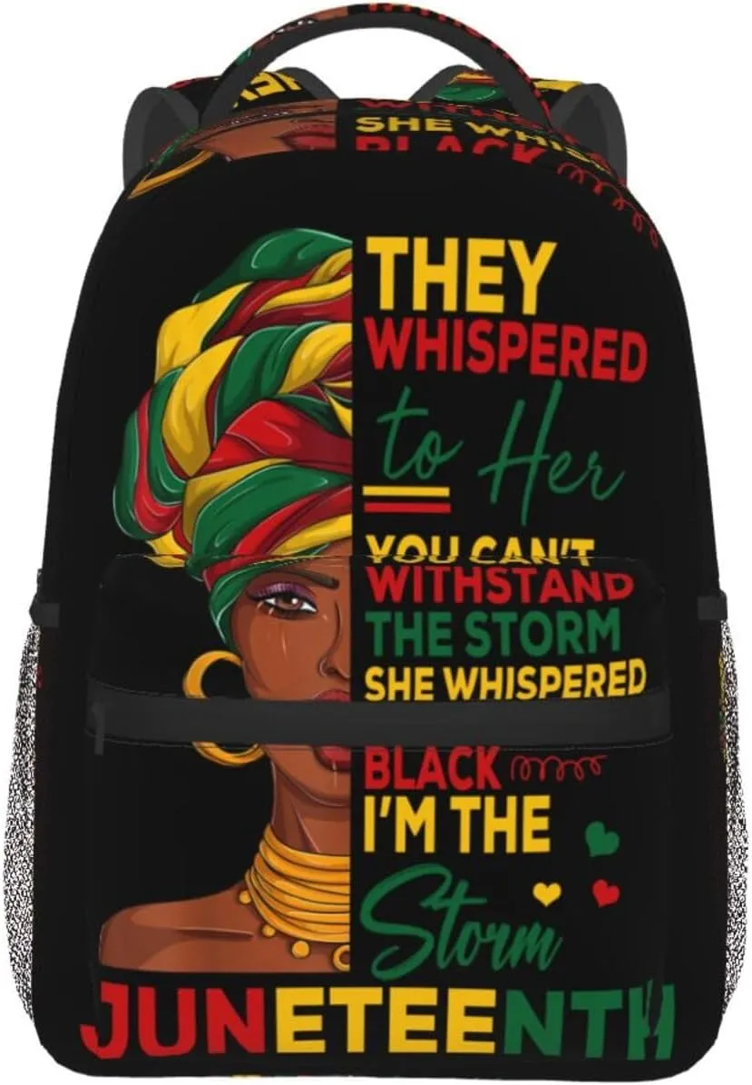 Juneteenth African Woman Black History Month Backpack Lightweight Laptop Backpack Casual Daypack Travel Double Shoulder Bag For Women Men