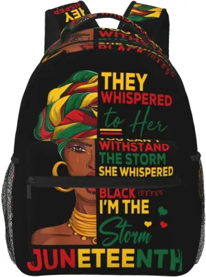Juneteenth African Woman Black History Month Backpack Lightweight Laptop Backpack Casual Daypack Travel Double Shoulder Bag For Women Men