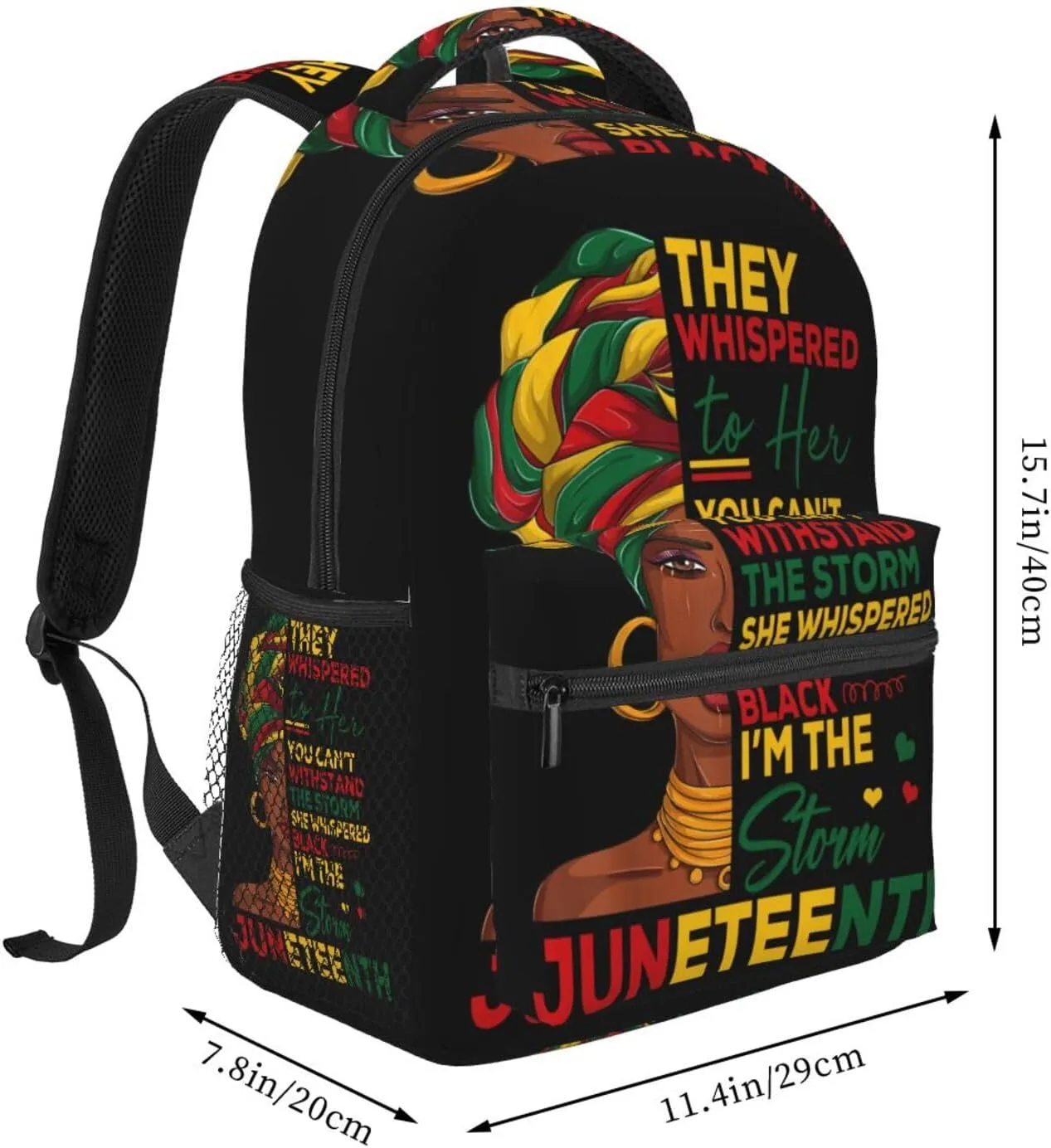 Juneteenth African Woman Black History Month Backpack Lightweight Laptop Backpack Casual Daypack Travel Double Shoulder Bag For Women Men