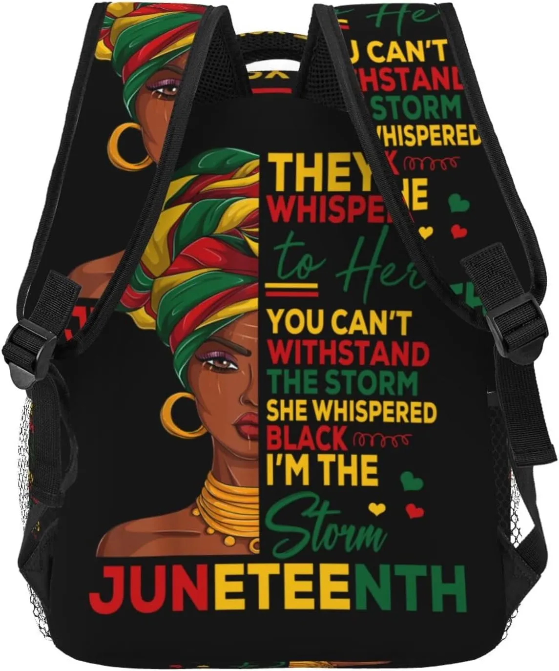Juneteenth African Woman Black History Month Backpack Lightweight Laptop Backpack Casual Daypack Travel Double Shoulder Bag For Women Men