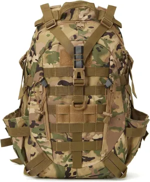 Jungle Leopard 40L Tactical Backpack Men Camping Hiking Bag Reflective Travel Survival MOLLE Climbing Rucksack(CP)
